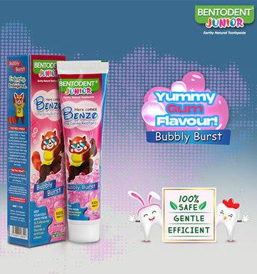 Bentodent Junior Bubbly Burst Toothpaste - Natural & Fluoride Free - bentodent x idonaturals