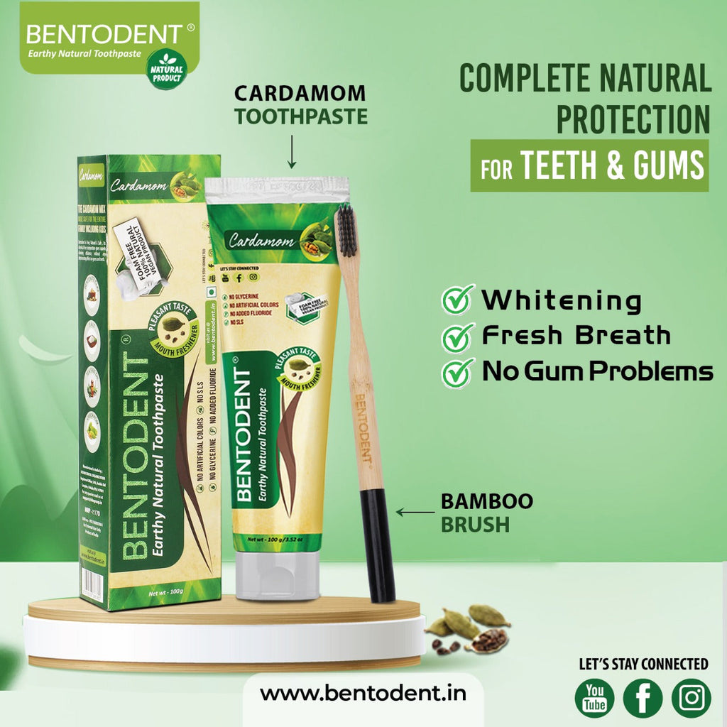Teeth Protection Combo - Cardamom toothpaste and bamboo toothbrush - Indian Dental Organization